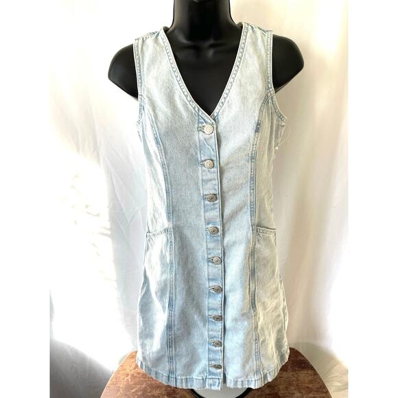 Levi’s Light Wash Denim Button Front Mini Dress XS - Picture 1 of 7